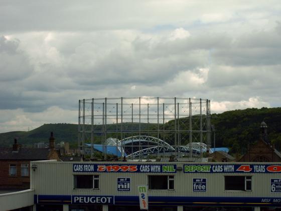 Galpharm Stadium from the roof of the Tesco car park Huddersfield